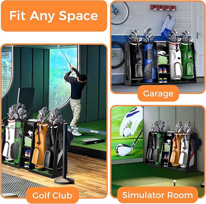 Wooden Golf Storage Organizer for Garage, Premium Golf Bag Holder Rack for Golfing Accessories, Great Gift for Golfers,Husband, Dad
