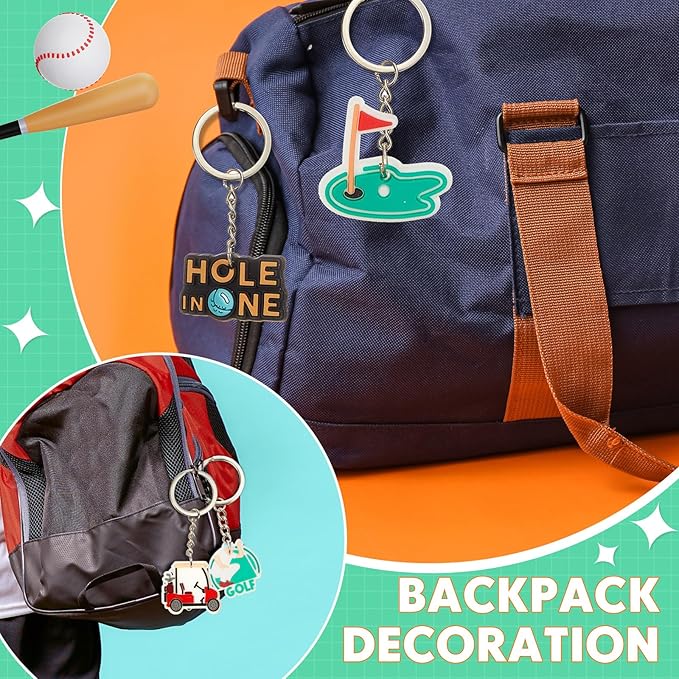 Batiyeer 36 Pack Golf Ball Keychains Bulk Party Favors Sports Ball Key Chains Funny Keyring Gifts for Women Men Birthday Supplies
