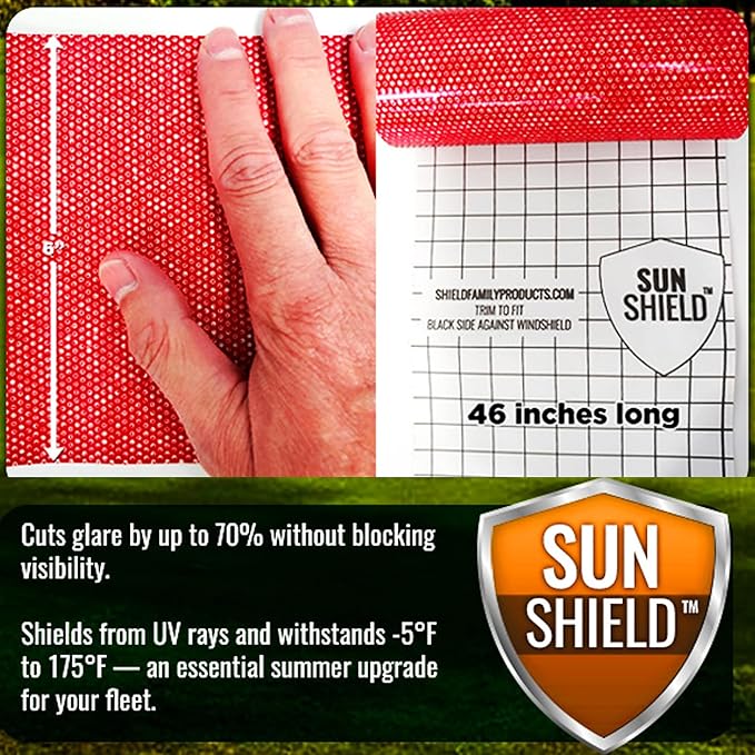 Sun Shield Golf Cart Sun Shade Cover – UV Blocker Visor for Golf Cart, ATV, UTV, Auto – Easy Peel & Stick Mesh Screen – Reversible – Trim to Fit – Blue