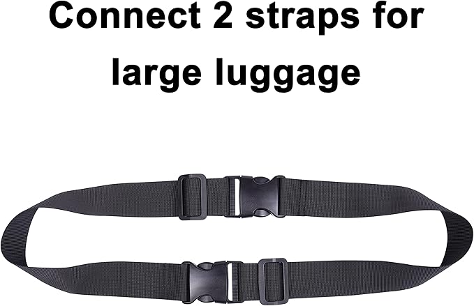 Wisdompro 2 Pcs Add a Bag Luggage Strap, Heavy Duty Adjustable Suitcase Belt Travel Attachment Travel Accessories for Connecting Your Luggage Together - Black, 31 Inch
