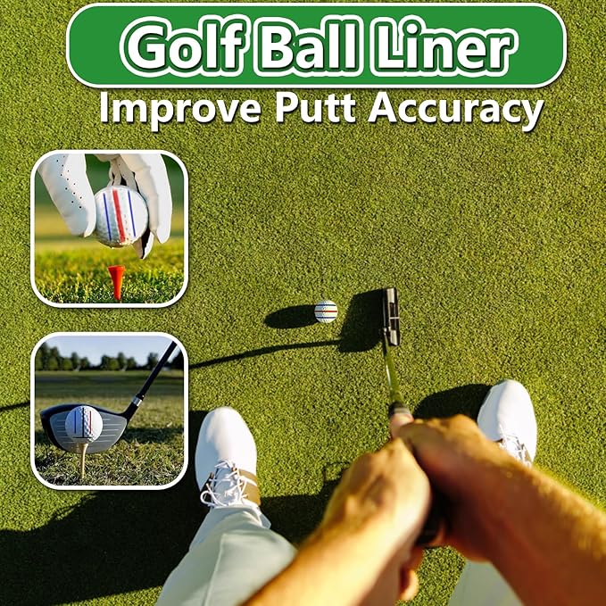 Golf Ball Line Marker Tool, 3 Golf Ball Marker Stencil and 3 Color Golf Ball Line Marker, Golf Ball Alignment Marking Tool, Golf Ball Stencil with Compact Case Easy to Carry Golf Ball Marker