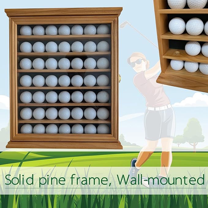 Premium 'Hole in One' Golf Ball Display Case - Exceptional Craftsmanship, Elegant Home Decoration, and Ideal Gift for Golf Enthusiasts Natural Color