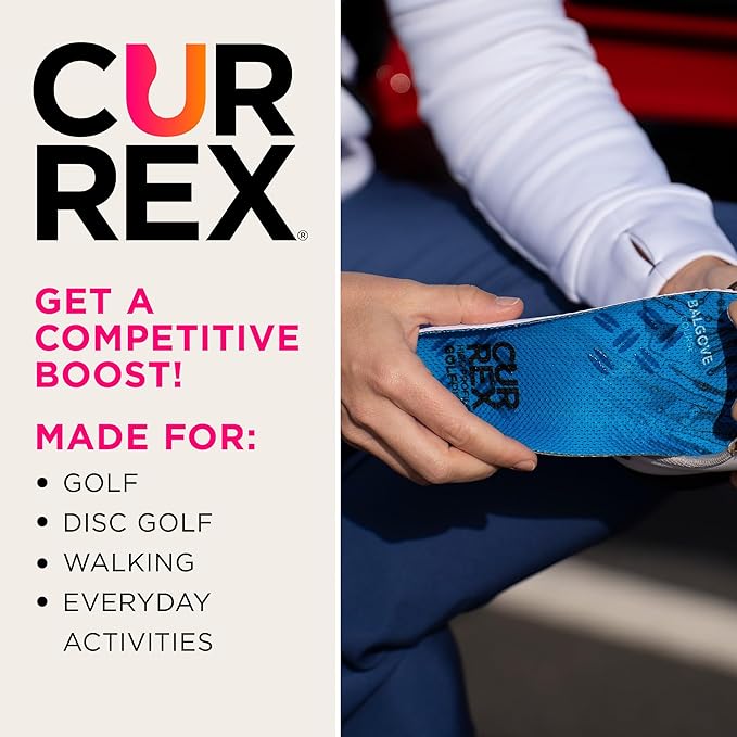 CURREX GolfPro Insoles for Golf Shoes – Arch Support Inserts to Improve Balance, Stability, Comfort & Performance, Help with Foot & Heel Pain Relief – for Men & Women – High Arch, Large