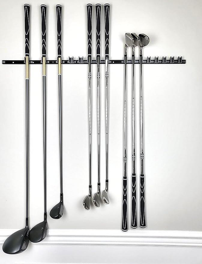 [JINTECH] Golf Club Holder, Wall Display, Wall Hanger, Rack, Mount, Organizer, Hold 17 Clubs on 36" Aluminum Rack (Half-Half Mix)