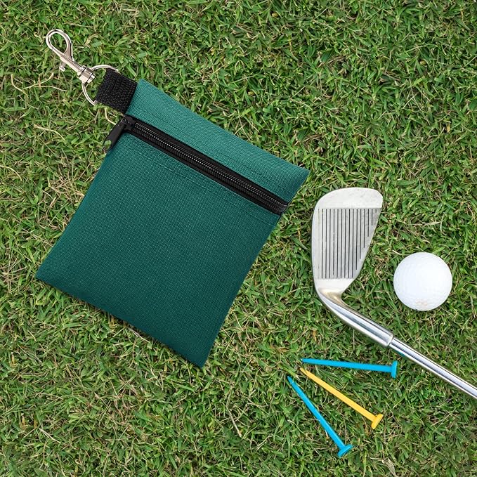 BuyAgain Golf Tee Pouch, 5.62 X 6.87 Inch Professional Zipper Golf Tee/Ball Pouch Bag with Metal Lobster Claw Clip