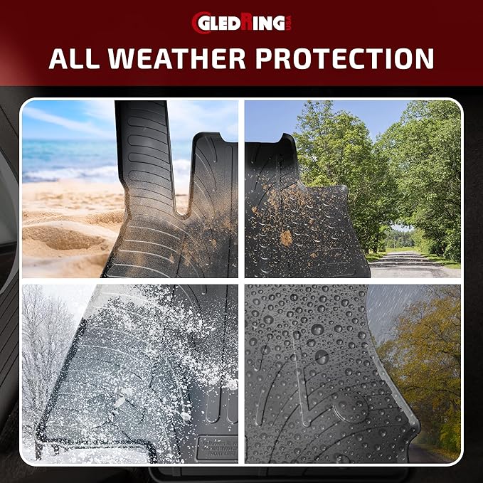 Gledring USA Custom Fit All-Weather Rubber Floor Mats Intended for Volkswagen Golf VII (MK7) 2015-2021, No Trimming Required, Tailored Custom Fit, Protects from Rain, Mud, & Snow.
