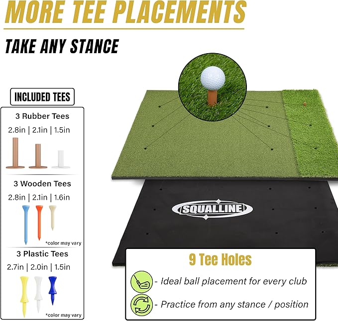 6x4ft Extra Large Tri-Turf & 5x4ft Ultra Thick 20mm Base Premium Golf Mat | Golf Mats Practice Outdoor, Indoor, or with Simulator/Net | Durable Turf Golf Hitting Mat with Tees
