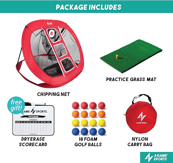 Golf Chipping Net with Mat - Practice Net for Backyard & Indoor/Outdoor Swing Training