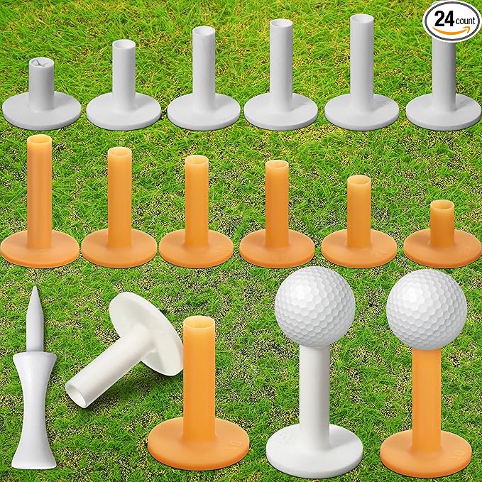 Skylety 24 Pcs 6 Size Rubber Golf Tees for Mats Plastic Golf Tee Holder in 2 Colors Rubber Holders for Simulator and Driving Range Indoor Outdoor Practice Accessories 1.5 2.13 2.27 2.5 3 3.25 Inch