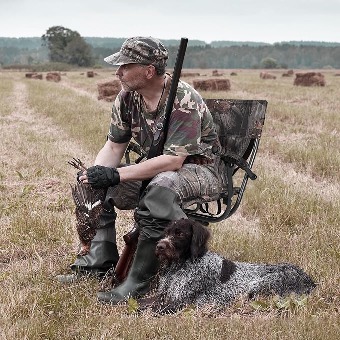REDCAMP 360° Swivel Hunting Chairs for Ground Blinds, Camo Camping Chairs Portable Folding, Hunting Seats with Hard Arms for Fishing Camping