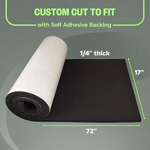 XCEL Marine Foam Roll with Self Adhesive – Black, 72" x 17" x 1/4" Closed Cell Foam Rubber Water Resistant Padding Sheet – Home, Marine, Garage, Automobile, Crafts & Cosplay (Black, 72" x 17" x 1/4")