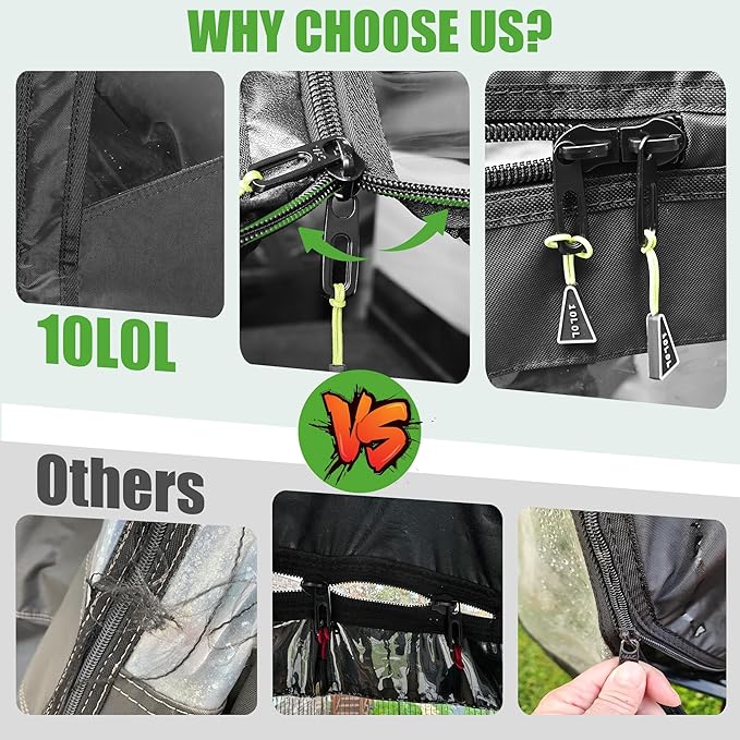 10L0L Golf Cart Enclosure 4 Passenger for EZGO TXT & Club Car Precedent DS Tempo Onward, 57" Short Roof Waterproof Windproof Rain Cover with Heavy-Duty 600D Fabric & Clear Windows Roll-up Door