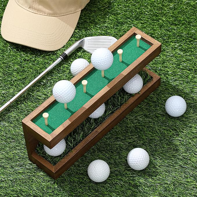 Menkxi Rustic Wood Golf Ball Holder 12.5 x 3 Inch Wall Mounted Vintage Display Stand Floating Shelf with Golf Tees for Christmas Storage Party Decor Supplies