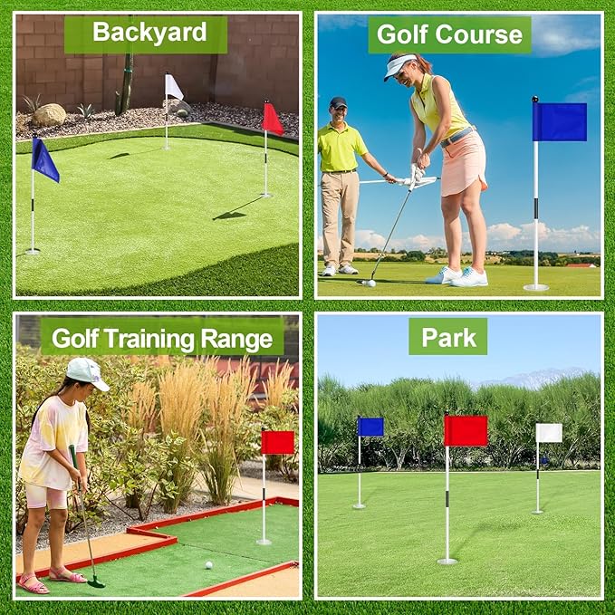 Hungdao 3 Set Golf Flagstick Mini Putting Green Flag for Yard Golf Pin Hole Cup and Flag Set Portable Practice Putting Green Flagsticks for Driving Range Backyard Gift Idea (Cute,Assorted)