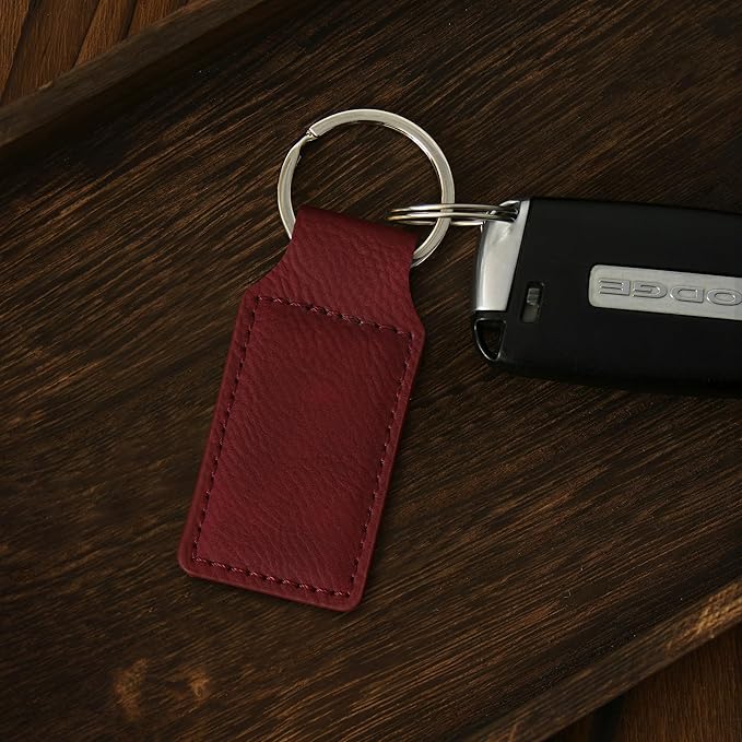 LaserGram Rectangle Keychain, Coat of Arms Germany, Personalized Engraving Included (Burgundy)