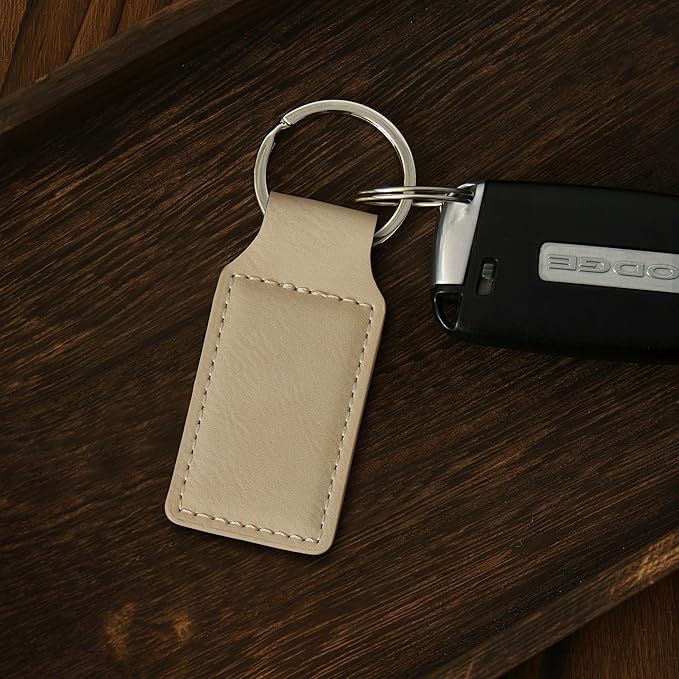 LaserGram Rectangle Keychain, Coat of Arms Germany, Personalized Engraving Included (Beige)