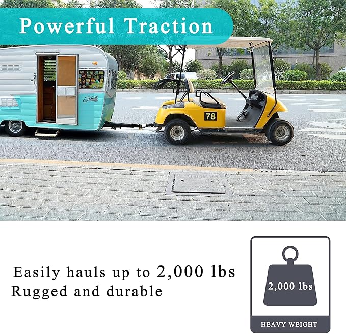 Golf Cart Trailer Hitch Deluxe Kit, Backseat Footrest with 2in Receiver High-Strength Universal Fit for Yamaha Club Car EZGO