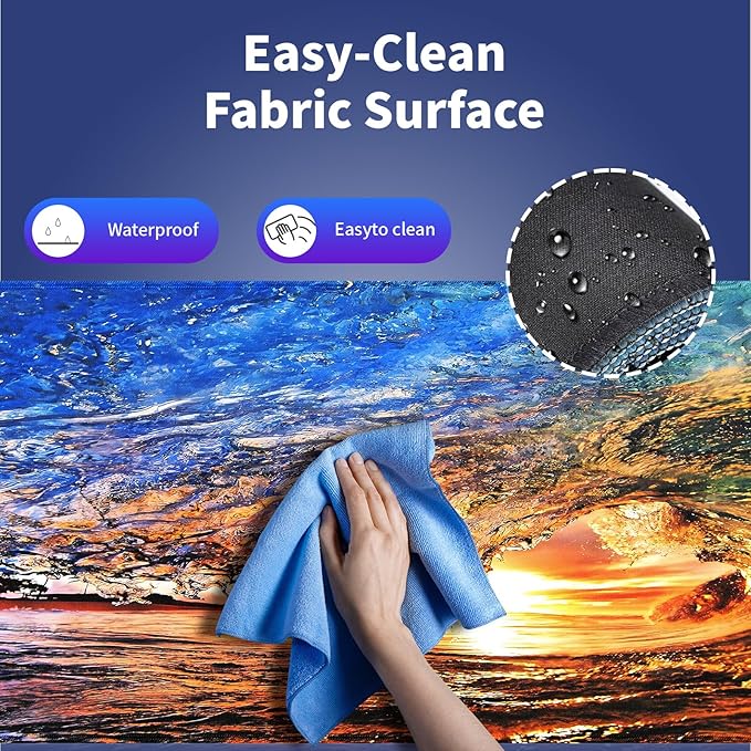 Wknoon. Extra Large Gaming Mouse Pad (31.5" x 11.8") with Durable Stitched Edges – Huge Ocean Wave Cave at Sunset Scene, Anti-Slip Rubber Base & Smooth Fabric Surface Extended XXL Desk Mat