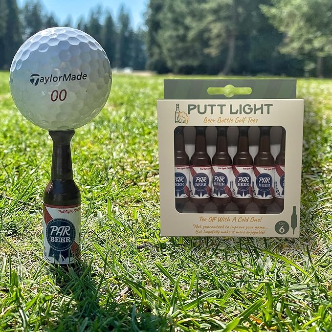 Beer Bottle Golf Tees, Virtually Unbreakable and Recyclable Plastic Golf Tee 6 Pack, Golf Gift for Men, Bachelor Party Novelty Gift, for Golfers,3-1/4" Tall