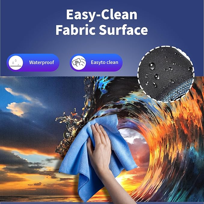 Wknoon. Extra Large Gaming & Office Mouse Pad (31.5" x 11.8") – Huge Ocean Wave Sunset Sea Landscape, Premium Anti-Slip XXL Desk Mat with Durable Stitched Edges