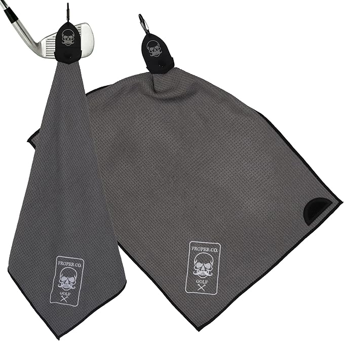 Magnetic Golf Towel (Grey) Microfiber Golf Towel | Ultra Absorbant Waffle Pattern | Extra Strong Magnet for Golf Cart or Clubs