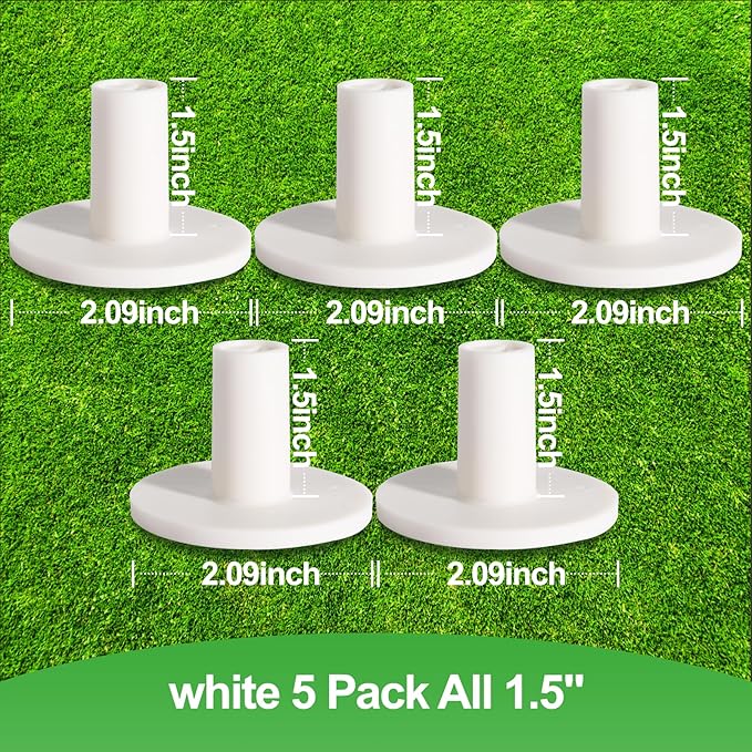 Rubber Golf Tees for Mats Adjustable Height Golf Simulator Tees, Indoor Outdoor Practice, Non-Slip Golf Mat Tees with Holder, Compatible with Driving Range & Golf Simulators