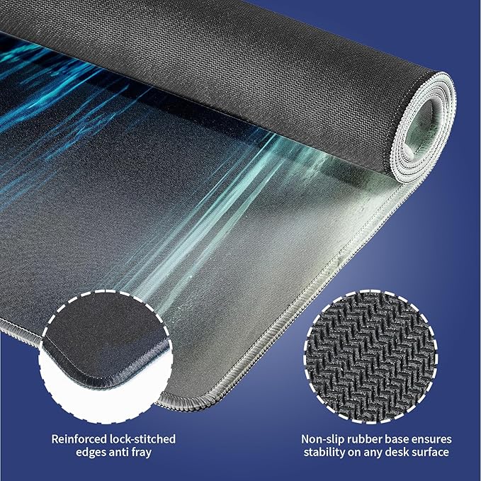 Wknoon. Extra Large Gaming Mouse Pad (31.5" x 11.8") with Durable Stitched Edges – Blue Underwater Wonderland The Serene Beauty of Ocean Depths, Anti-Slip Base & Smooth Surface Extended XXL Desk Mat