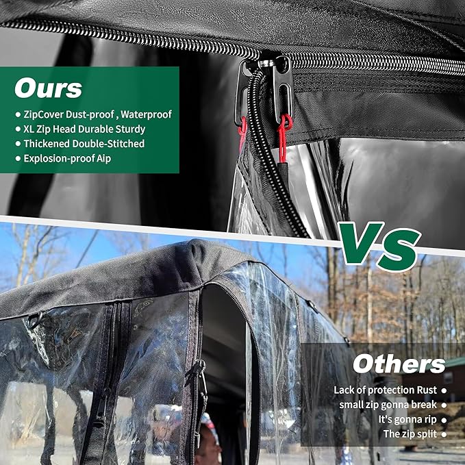 10L0L 4 Passenger Golf Cart Enclosure for Club Car Precedent/Onward/Tempo -94.5'' Extended Roof with Security Side Mirror Openings,600D Waterproof Portable Golf Cart Rain Cover Driving Enclosure