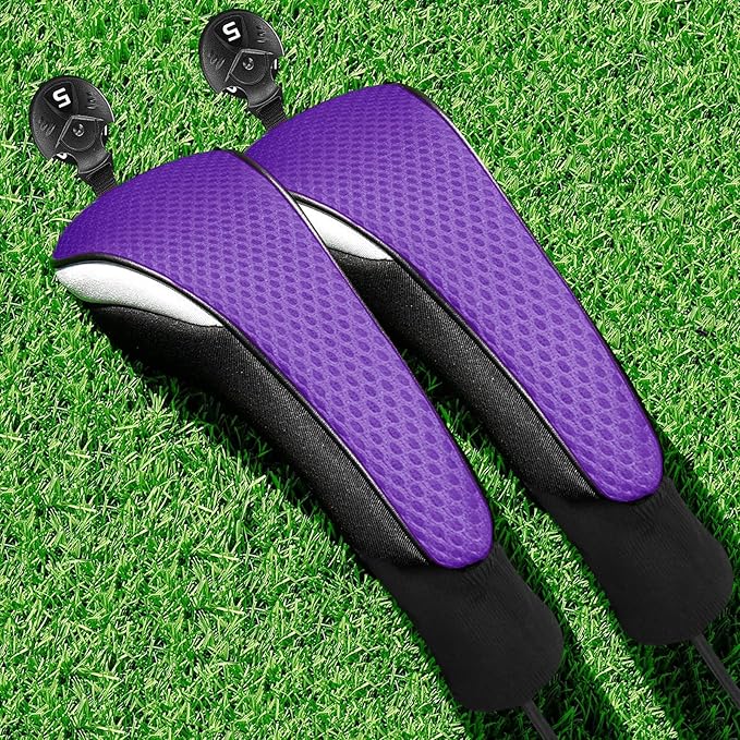 FINGER TEN Golf Club Head Covers Woods Hybrids 1/2/3/4 Pack, Headcovers Men Women 3 5 7 X with Interchangeable Number Tag, Fit All Wood Hybrid Clubs