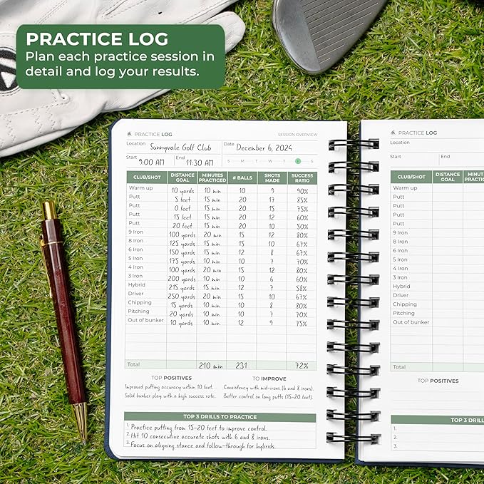 Clever Fox Golf Log Book – Small Training & Scorecard Journal – Pocket Notebook – Golf Practice Accessories & Gifts Ideas for Men (Dark Blue)