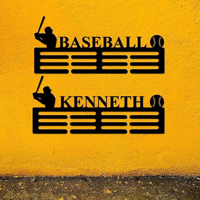 Custom Metal Baseball Achievement Holder Baseball Achievement Hanger Achievement Display Achievement Holder with Name Display Rack for Awards Ribbon Holder