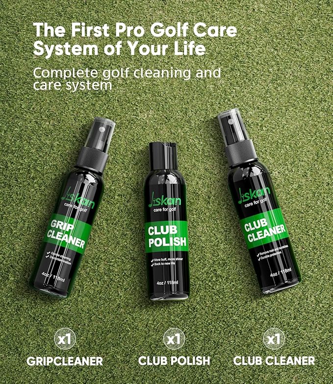 Pro Golf Care Kit System Includes Golf Grip Cleaner Club Cleaner Club Polish Club Brush Golf Towel, Essentials Golf Accessories for Men Cool Golf Gifts for Men