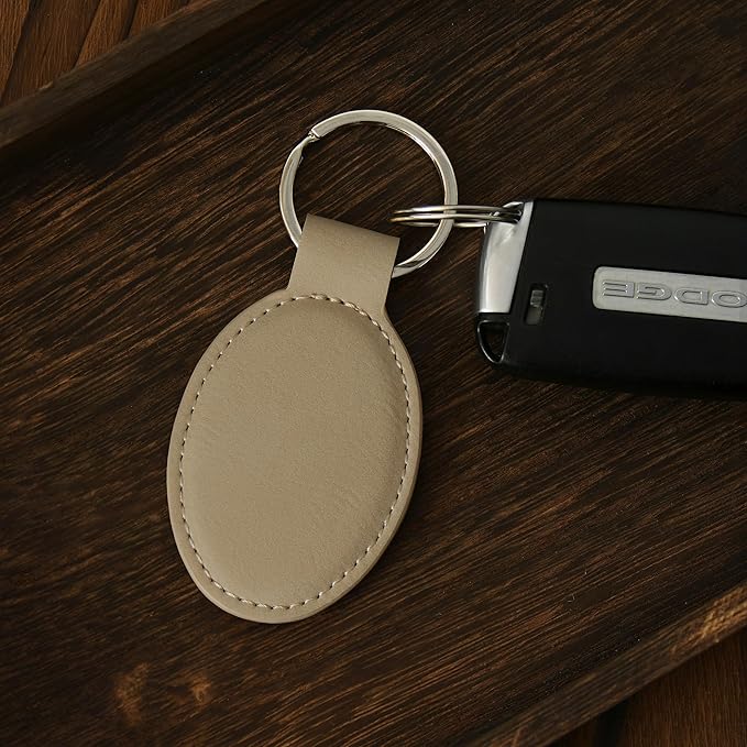 LaserGram Oval Keychain, Golf Ball, Personalized Engraving Included (Beige)