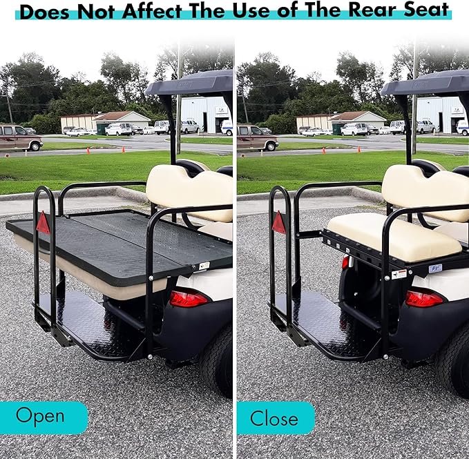 10L0L Universal Golf Cart Rear Safety Grab Bar w/Triangle Reflector Fit for Yamaha Club Car EZGO (2+2) /(4+2) Passenger Golf Cart Manual Hardware Included