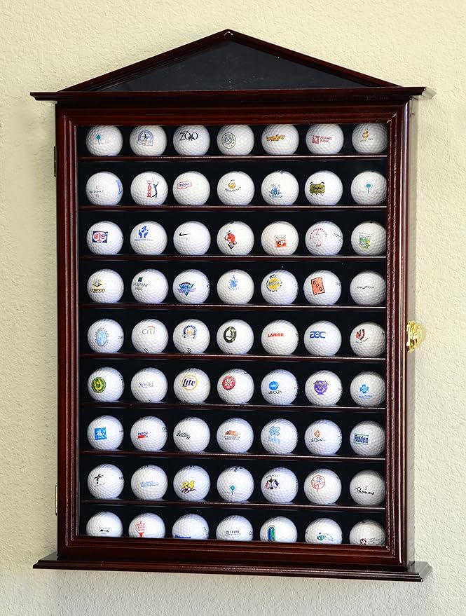 Golf Ball Display Case Holder Cabinet Wall Rack Stand Select Your Size 98% UV Lockable 5 Sizes 4 Colors to Choose