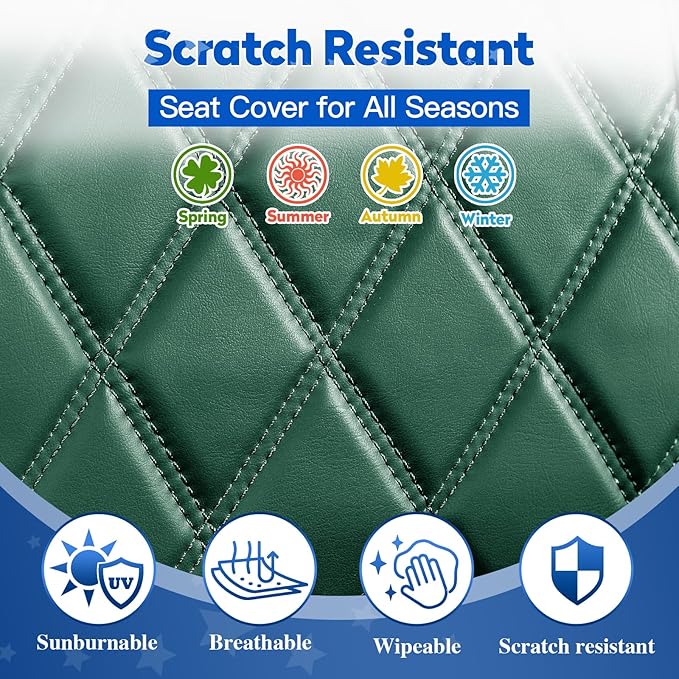 NOKINS Golf Cart Seat Covers Fit Club Car Precedent/DS/EZGO RXV/TXT/Yamaha Drive Aftermarket Standard Rear Seat Cushion, No Stapler, Multiple Colors&Breathable (Dark Green&Black)