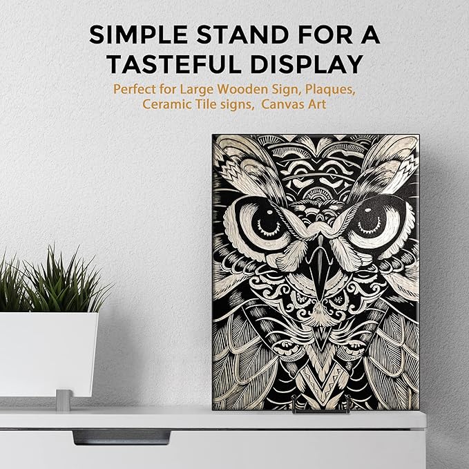 TR-LIFE 4 Pack 10 Inch Large Plate Stands for Display - Metal Plate Holder Stand + Picture Stand + Small Easels for Decorative Plate, Platter, Book, Plaques, Photo Frame, Tabletop Art