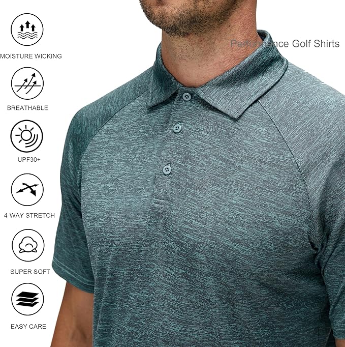 Alex Vando Mens Golf Shirt Moisture Wicking Quick-Dry Short Sleeve Casual Polo Shirts for Men