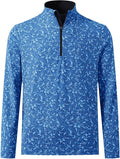 M MAELREG Quarter Zip Golf Pullover Men Dry Fit Long Sleeve Performance Wicking 1/4 Zip Full Print Pullover Mens Sweatshirt