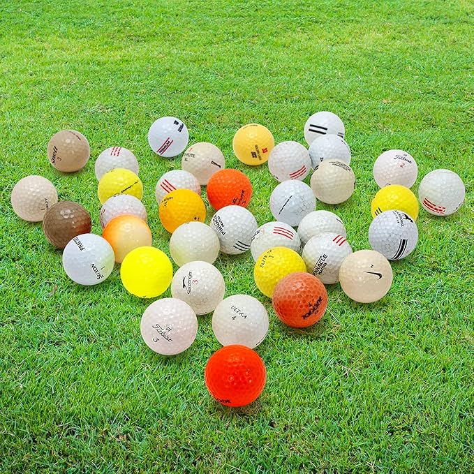 Bastex 100 Hit-Away Used Golf Balls Bulk - Recycled Golf Balls for Men - Practice & Range Golf Balls - Mix in Mesh Shag Bag