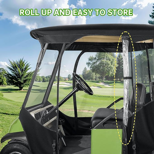 10L0L 600D Golf Cart 2 Passenger Driving Enclosure for Club Car DS & Precedent, 4-Sided Clear Window Rain Snow Golf Cart Cover All Weather Waterproof Windproof