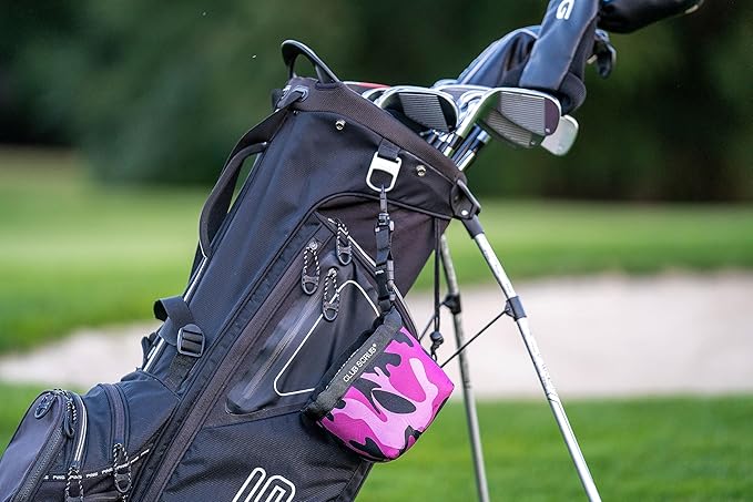 Club Scrub Golf Club and Golf Ball Cleaning Bag, Waterproof Clean Face Technology Liner, Detachable Clip, Machine Washable, Cleans Club Grooves, Dry Exterior (Neoprene or Microfiber Option Available)