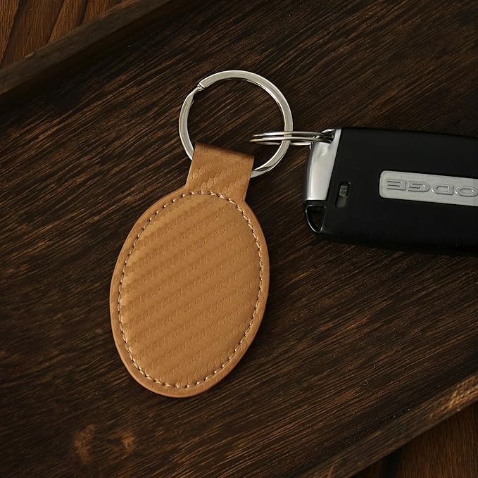 LaserGram Oval Keychain, Off Road Racer, Personalized Engraving Included (Carbon Fiber Bronze)