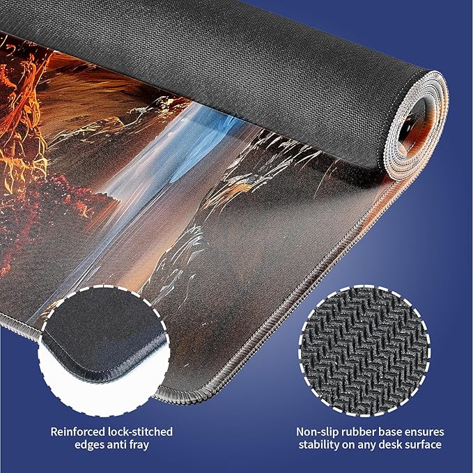 Wknoon. Extra Large Gaming & Office Mouse Pad (31.5" x 11.8") with Durable Stitched Edges – Beach Scene Sunrise Through a Cave Landscape, Anti-Slip Base & Smooth Cloth Surface Extended XXL Desk Mat