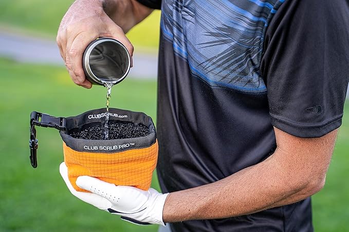 Club Scrub Golf Club and Golf Ball Cleaning Bag, Waterproof Clean Face Technology Liner, Detachable Clip, Machine Washable, Cleans Club Grooves, Dry Exterior (Neoprene or Microfiber Option Available)