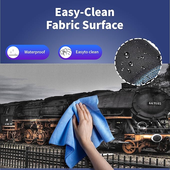 Wknoon. Extra Large Gaming Mouse Pad (31.5" x 11.8") with Durable Stitched Edges – Vintage Steam Locomotive Old Train at a Railway Station, Anti-Slip Base & Smooth Fabric Surface Extended XXL Desk Mat