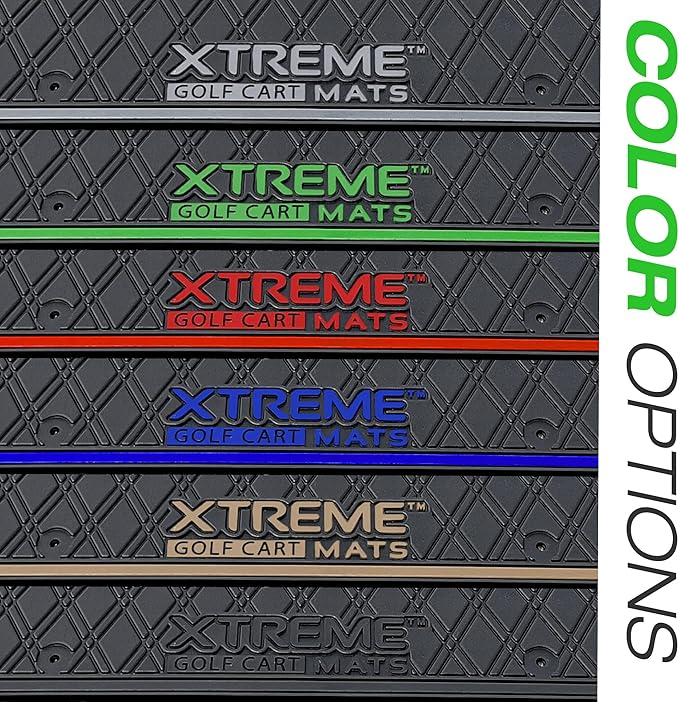 Xtreme Mats Evolution Golf Cart Floor Mat, Full Coverage Golf Cart Liner Protects OEM Flooring - Only Fits Evolution Classic Plus/Classic Pro/Forester/Turfman Carts (2022 and Prior) - Green Trim
