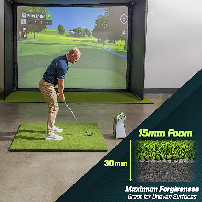 GoSports Elite Golf Hitting Mats for Indoor/Outdoor Practice – Choose Size – Turf Driving Range Mats for Golf Simulators and Practice