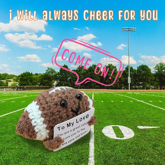 Mini Handmade Crochet Football for Him Who Loves Football, for Boyfriend/Husband, Emotional Support Footballs Romantic I Love You Gift Birthday Gifts