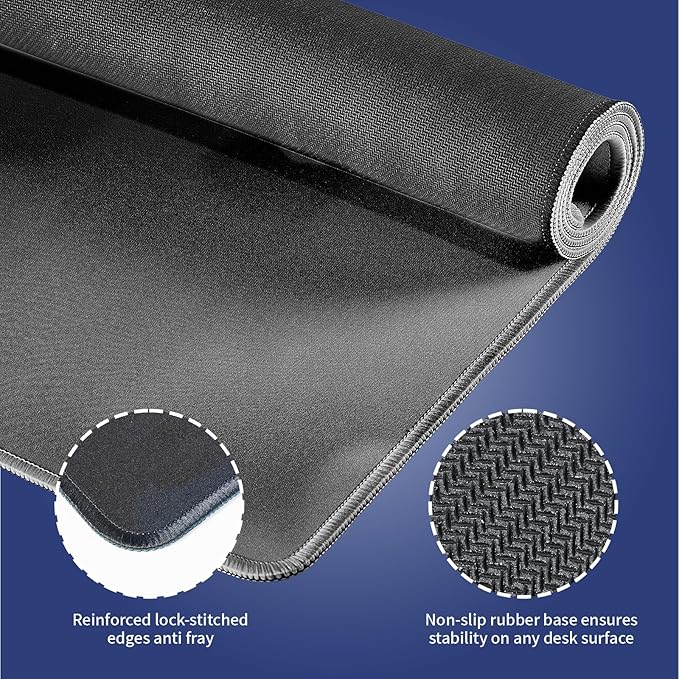 Wknoon. Extra Large Gaming Mouse Pad (31.5" x 11.8") with Durable Stitched Edges – Grey Rose Near a Window with Rain Drops Reflection of Blossom, Anti-Slip Base & Smooth Surface Extended XXL Desk Mat